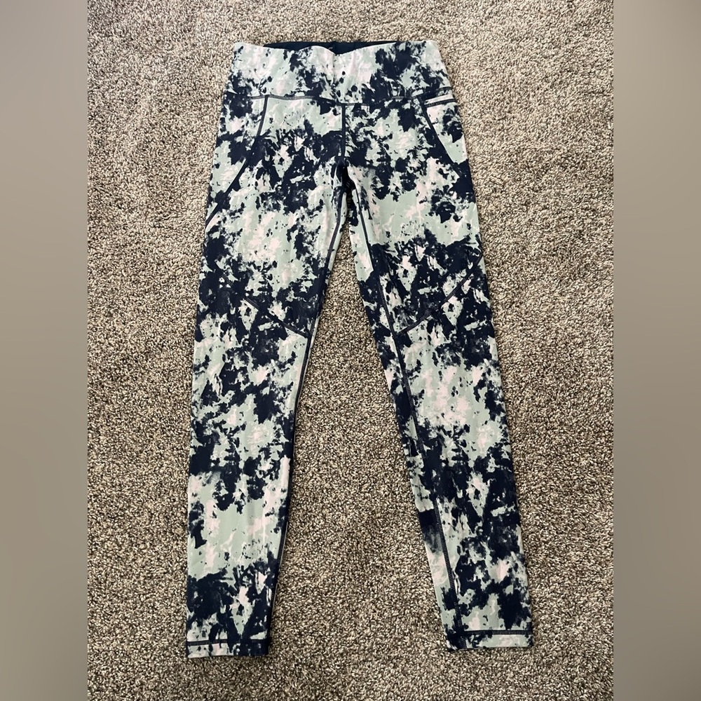 Women’s Sweaty Betty Power 7/8 Workout Leggings 27” Blue Ebony Green Size M